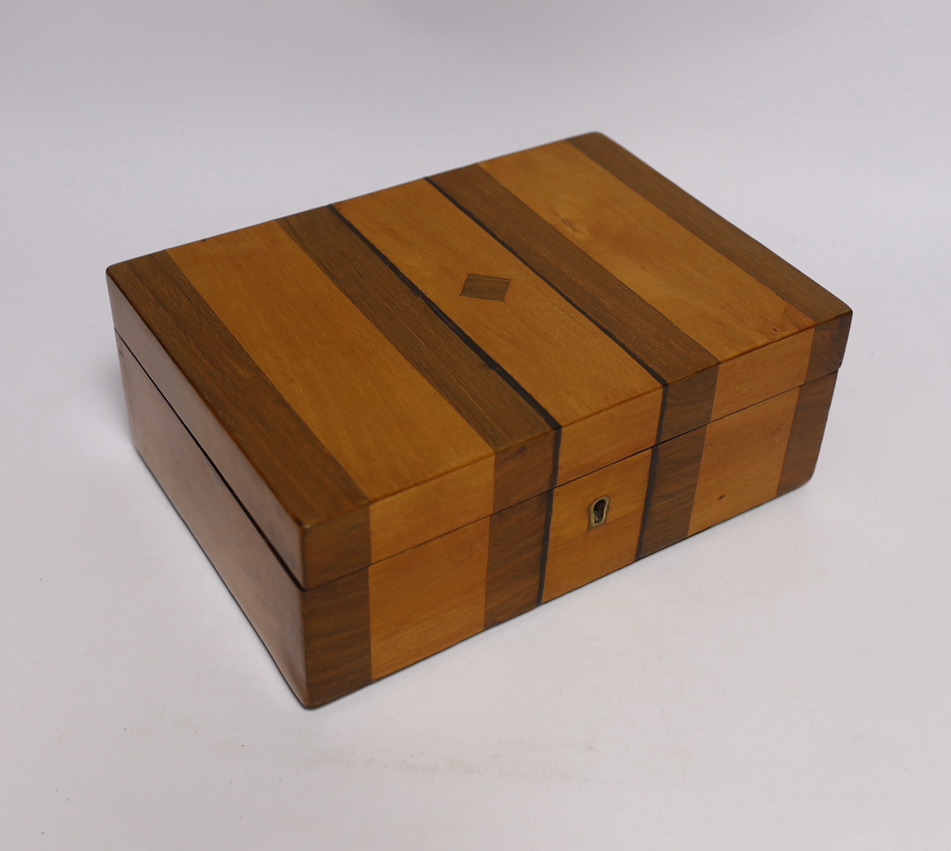 A contemporary maple and wenge jewellery box, by Judd Lotts, 31cm wide, 23cm deep, 20cm high, together with a Victorian banded box